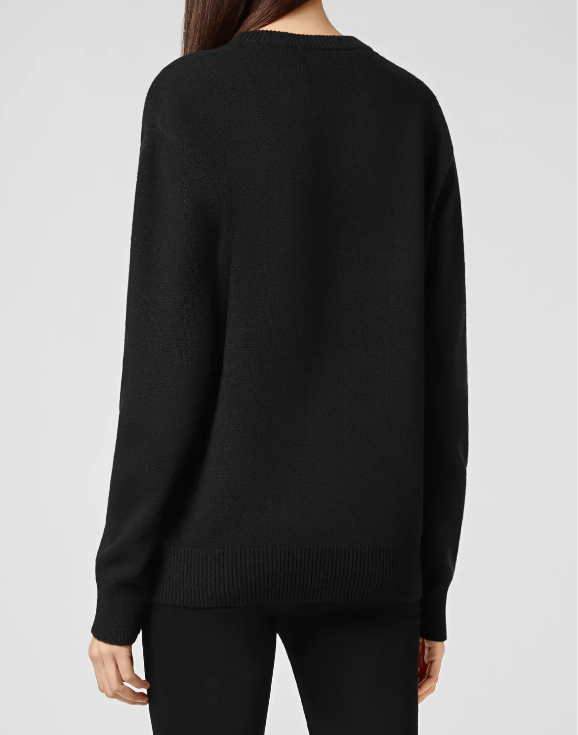 Pullover Round Neck LS Intarsia Skull, цвет: Черный