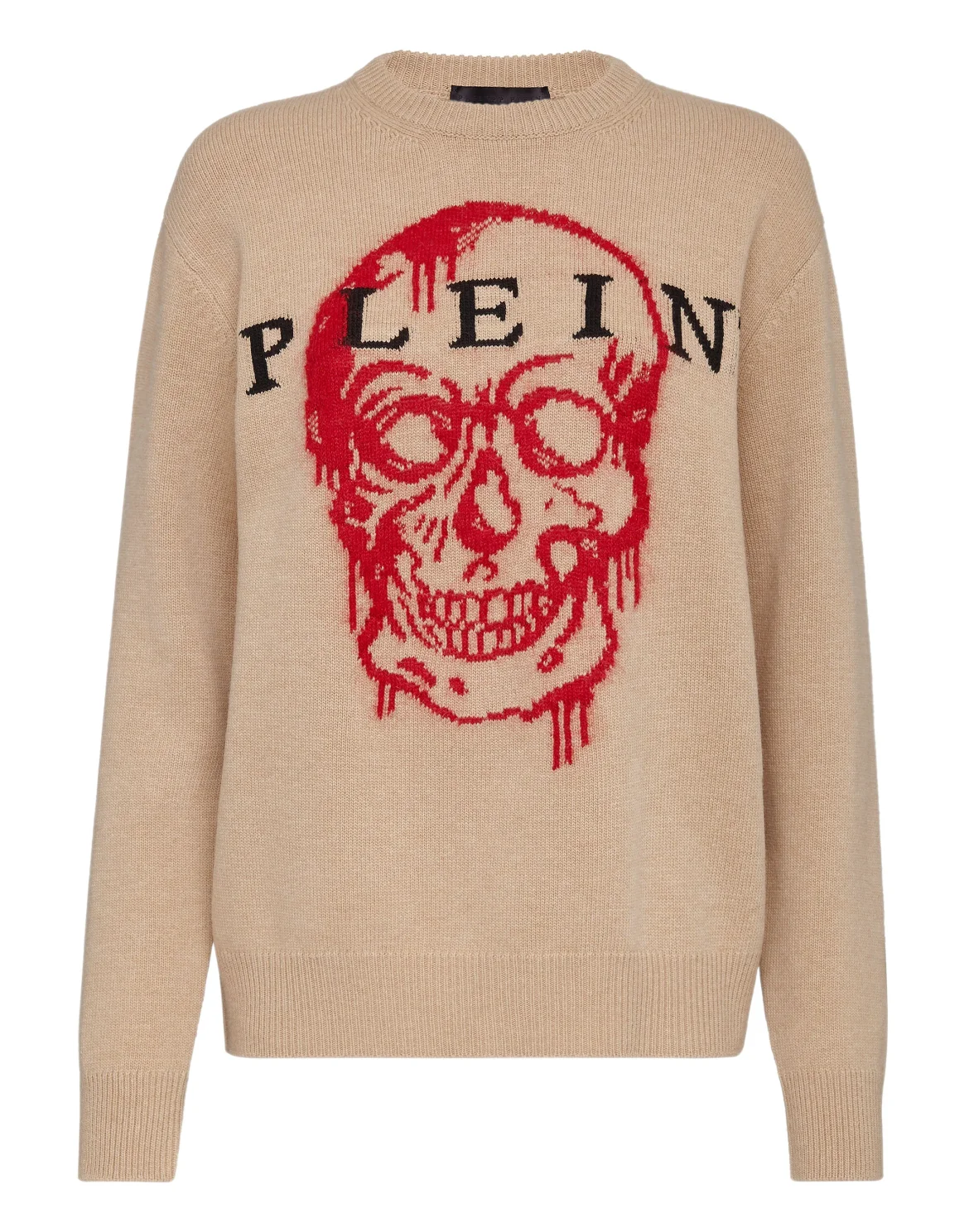 Pullover Round Neck LS Intarsia Skull, цвет: Бежевый