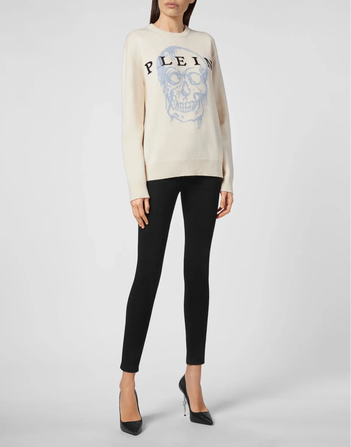 Pullover Round Neck LS Intarsia Skull, цвет: Бежевый