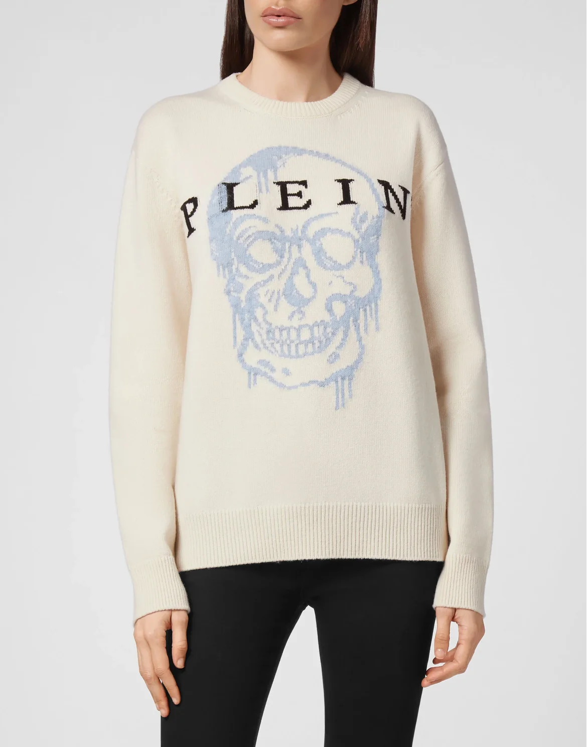 Pullover Round Neck LS Intarsia Skull, цвет: Бежевый
