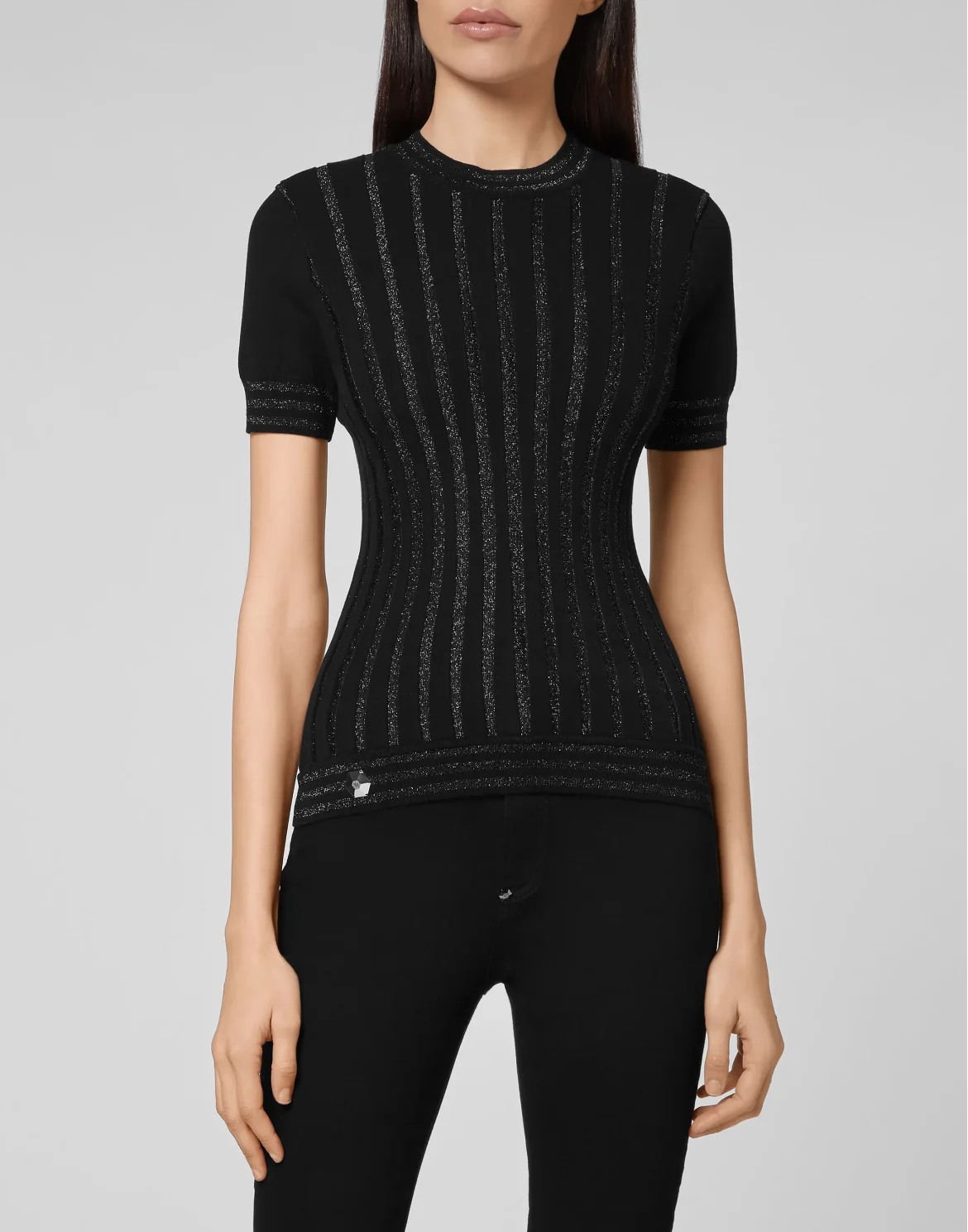 Knit T-shirt round Neck SS New Baroque, цвет: Черный