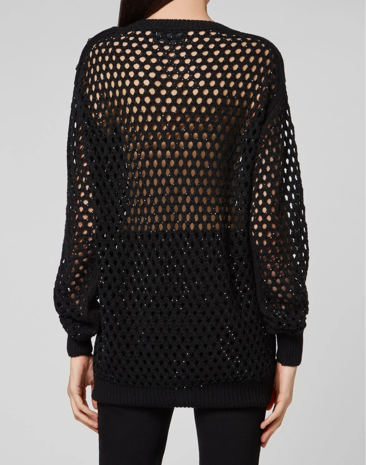 Cashmere 5 Pullover Round Neck LS Fishnet Crystal, цвет: Черный