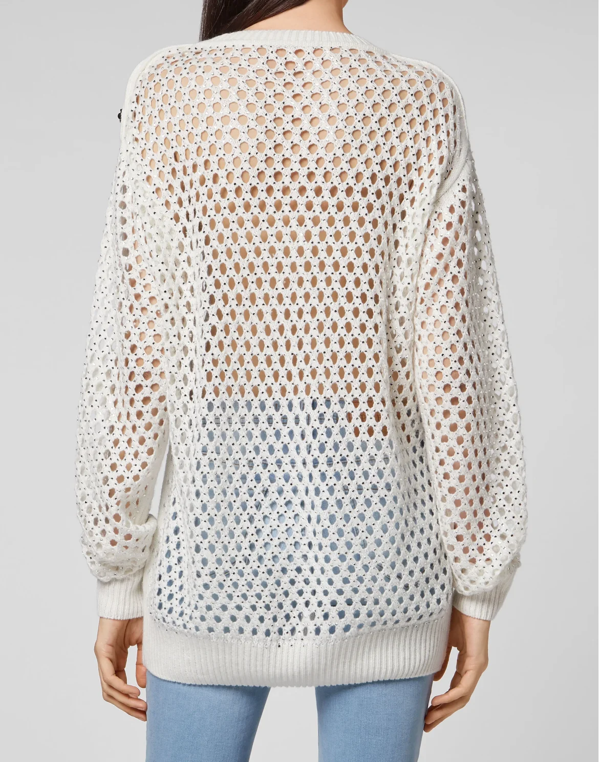 Cashmere 5 Pullover Round Neck LS Fishnet Crystal, цвет: Бежевый