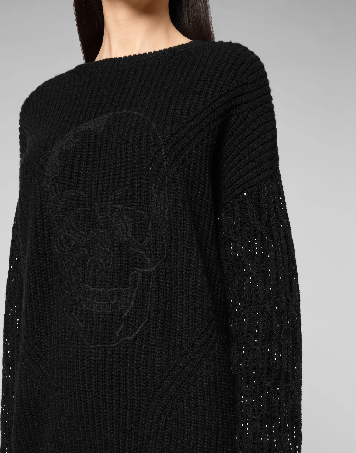 Cashmere 5 Pullover Round Neck LS Crystal Skull, цвет: Черный