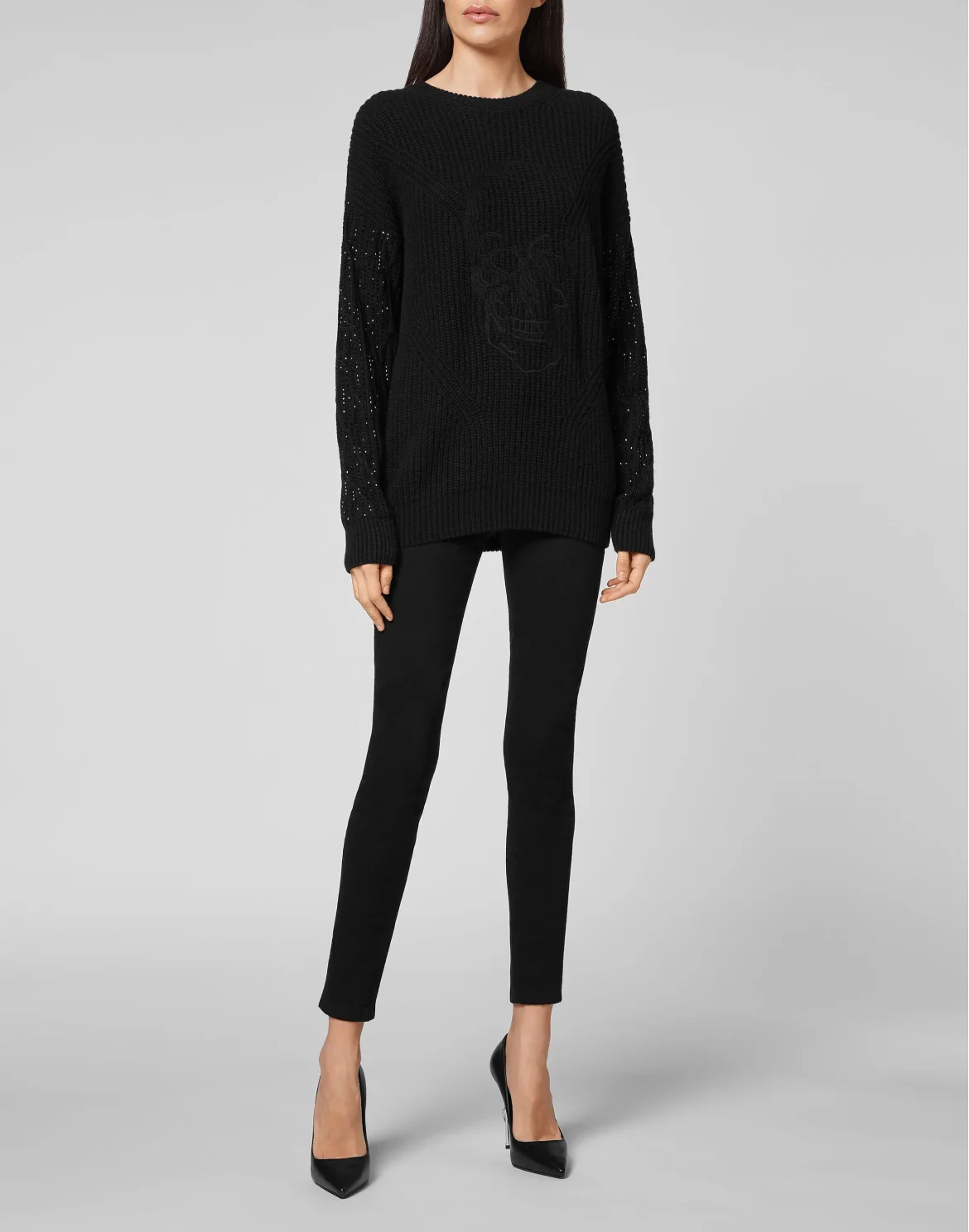 Cashmere 5 Pullover Round Neck LS Crystal Skull, цвет: Черный