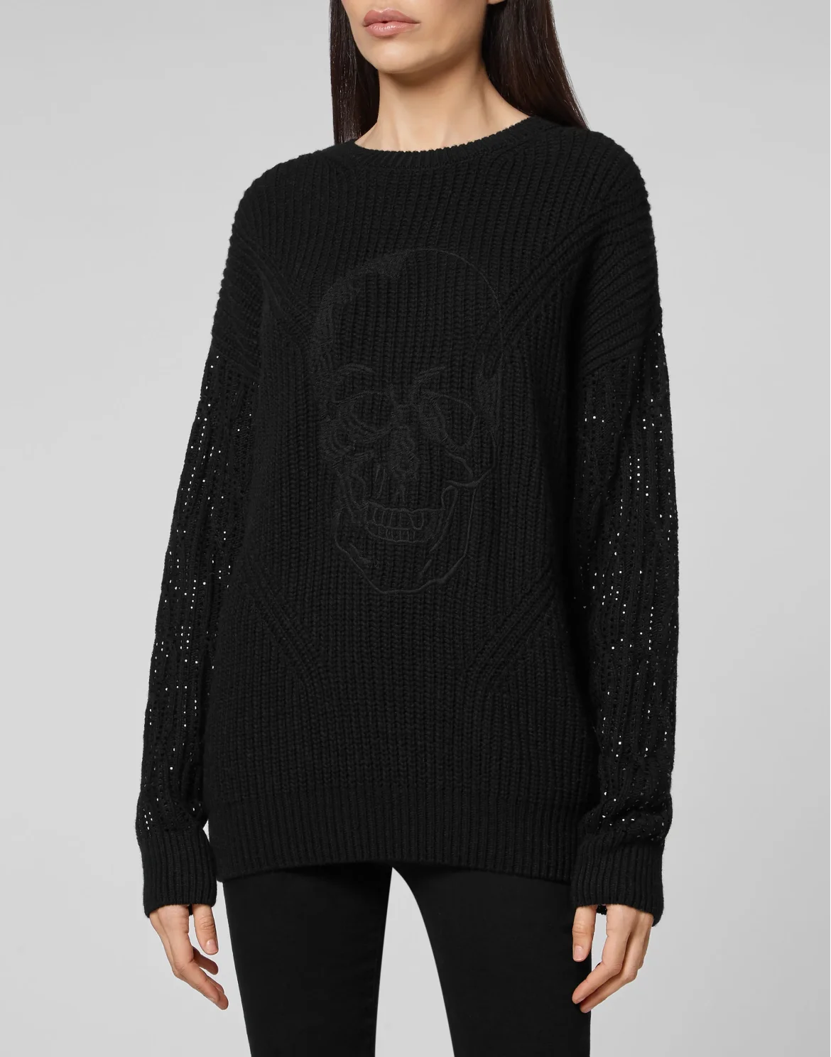 Cashmere 5 Pullover Round Neck LS Crystal Skull, цвет: Черный