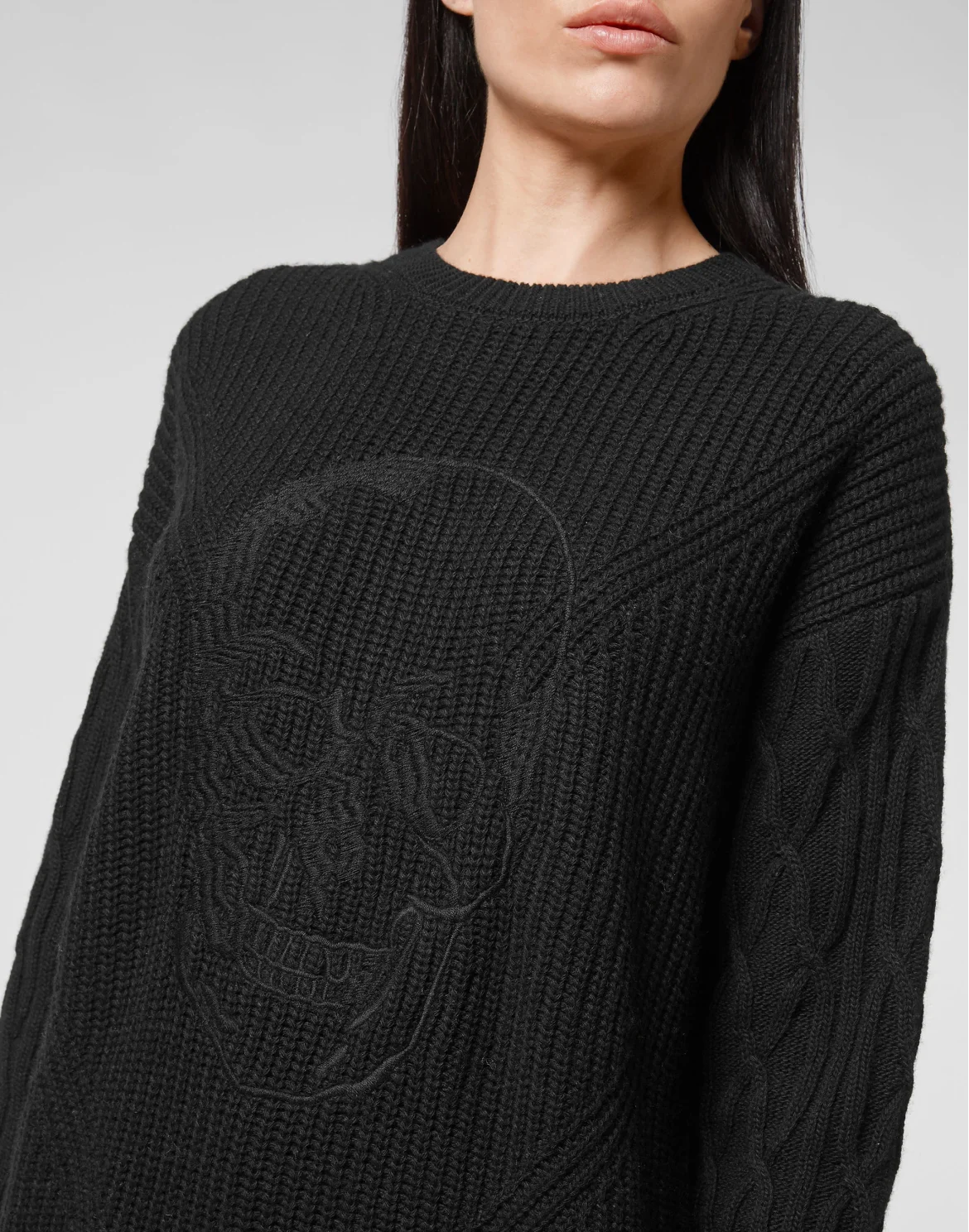 Cashmere 5 Pullover Round Neck LS Skull, цвет: Черный