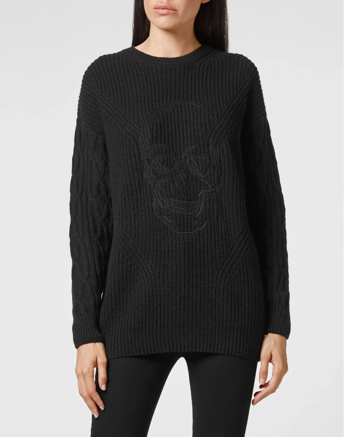 Cashmere 5 Pullover Round Neck LS Skull, цвет: Черный