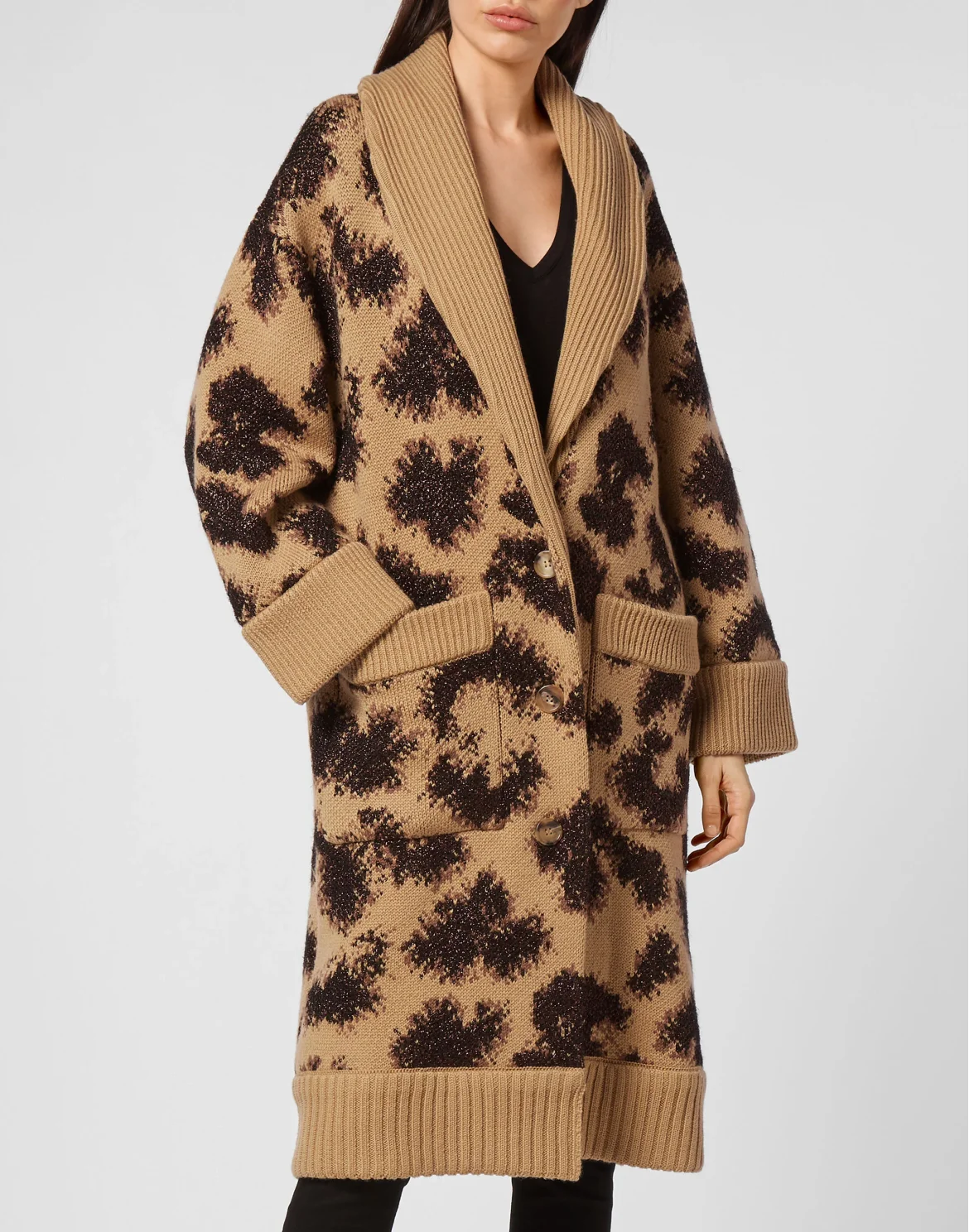 Cardigan Long Jacquard Lurex Leopard, цвет: Леопард