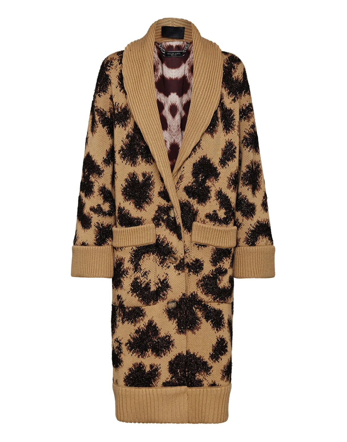 Cardigan Long Jacquard Lurex Leopard, цвет: Леопард