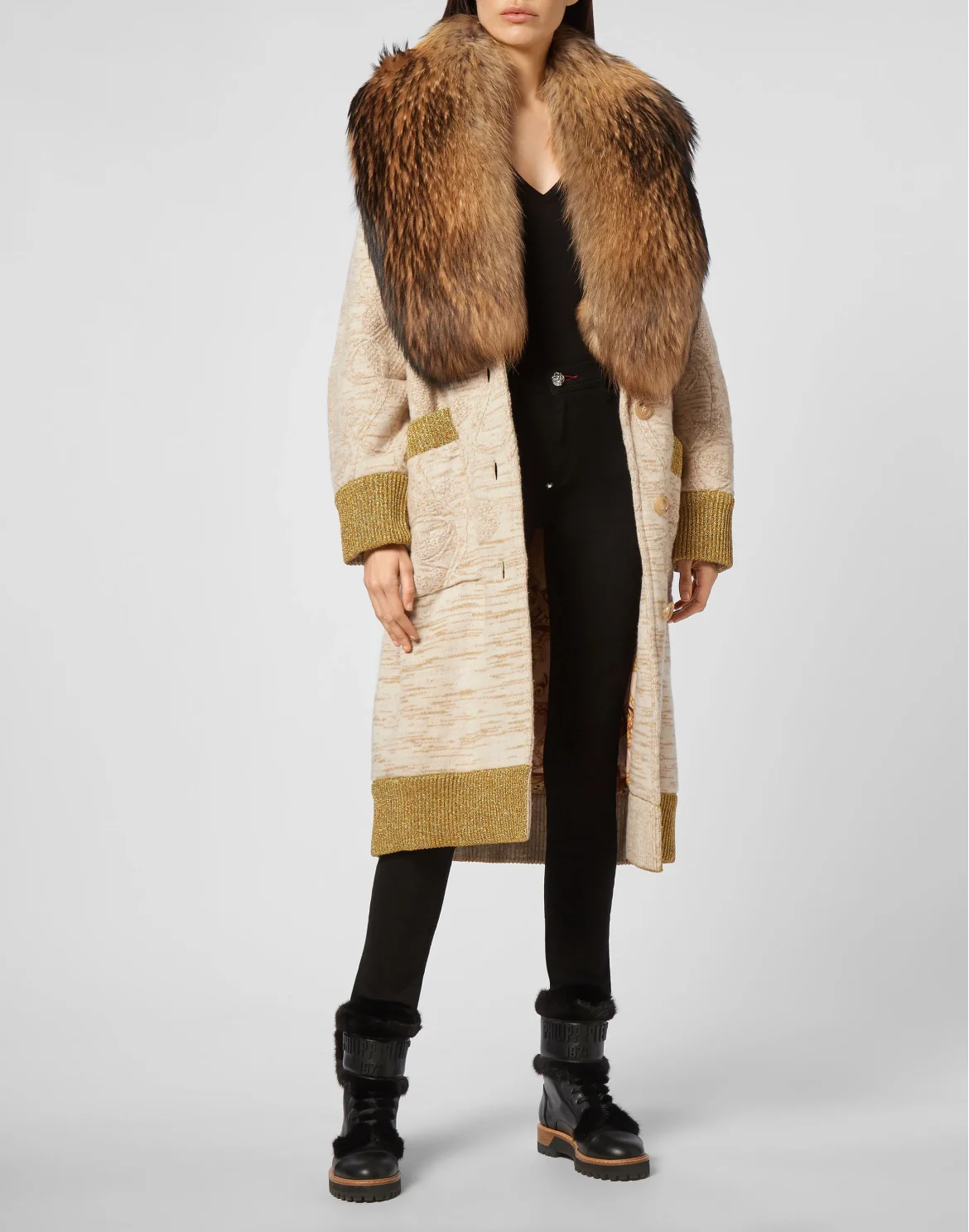 Cardigan Long Jacquard Foulard, цвет: Бежевый