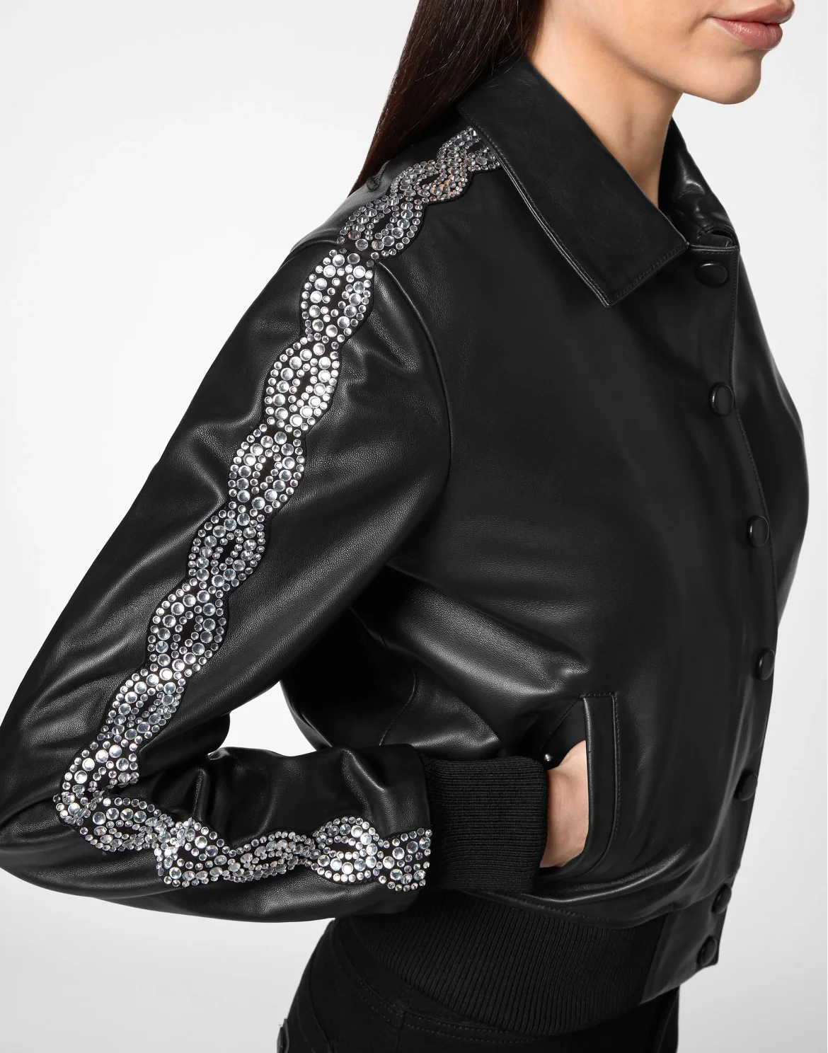 Leather Bomber  Crystal Cable, цвет: Черный
