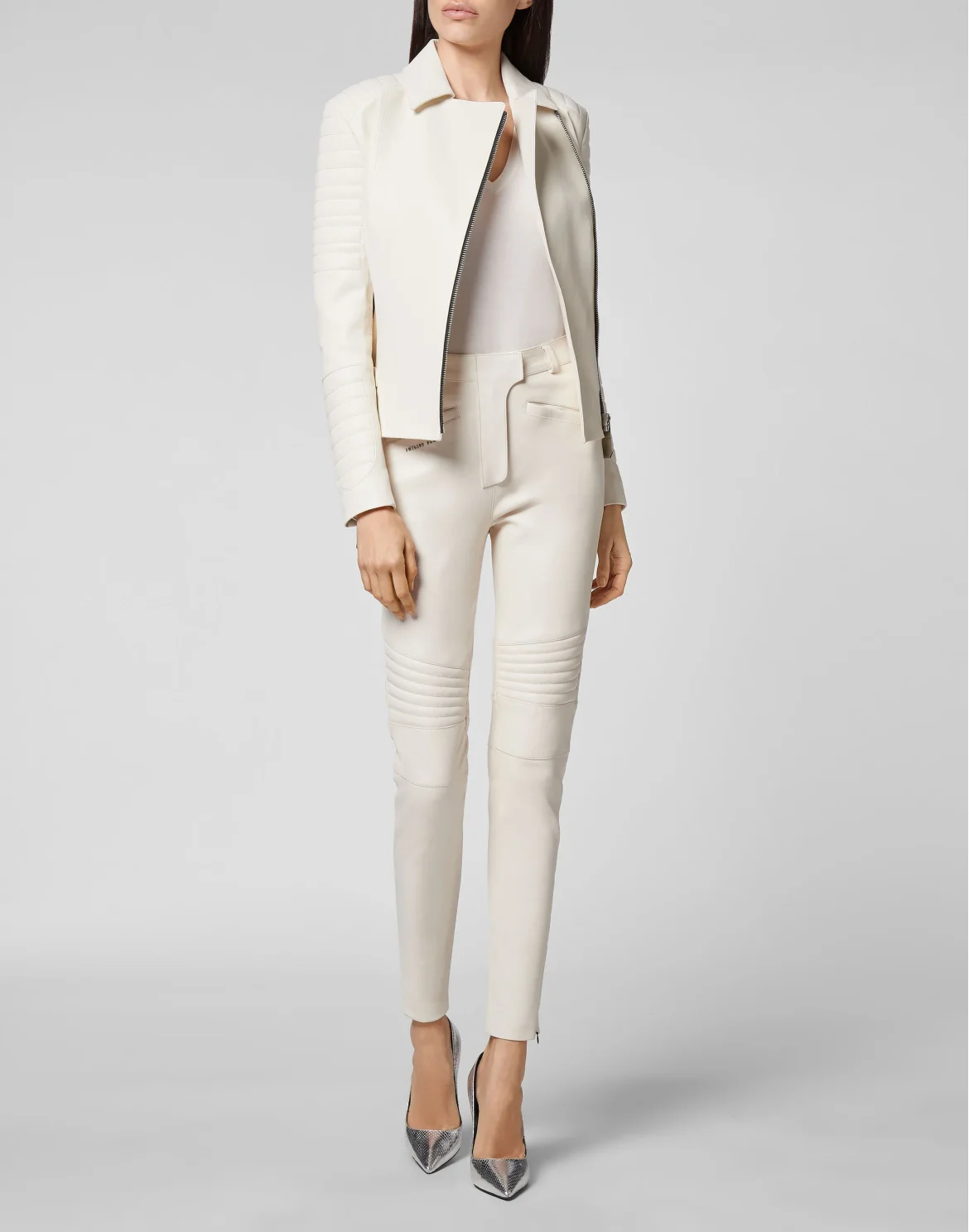 Lambskin Moto Biker Iconic Plein, цвет: Бежевый