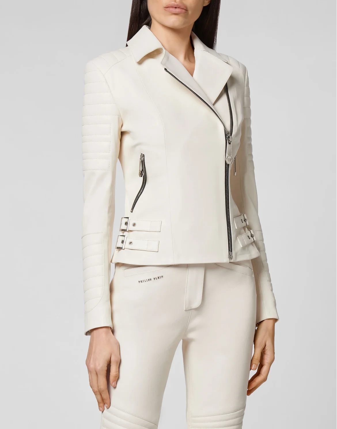Lambskin Moto Biker Iconic Plein, цвет: Бежевый