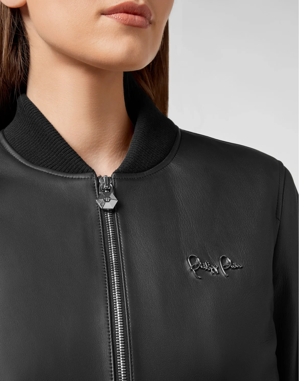 Bomber Leather Jacket, цвет: Черный