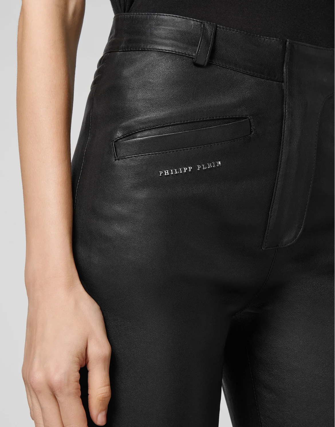 Lambskin Stretch  Super High Waist Biker  Iconic Plein, цвет: Черный