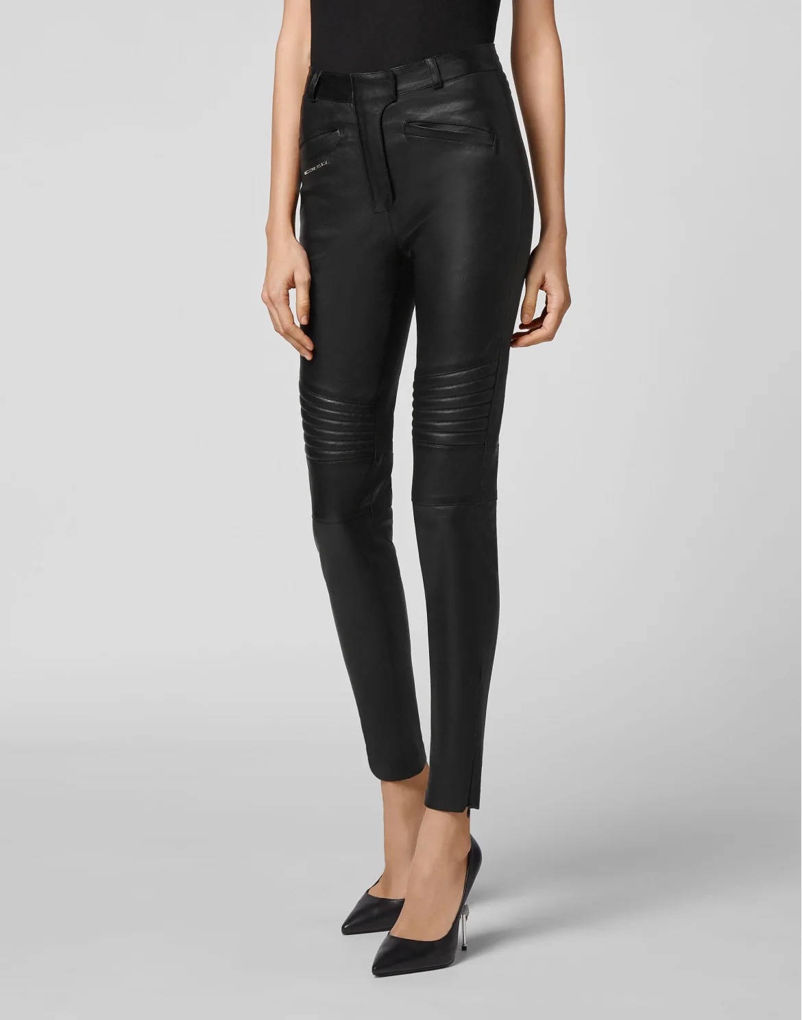 Lambskin Stretch  Super High Waist Biker  Iconic Plein, цвет: Черный