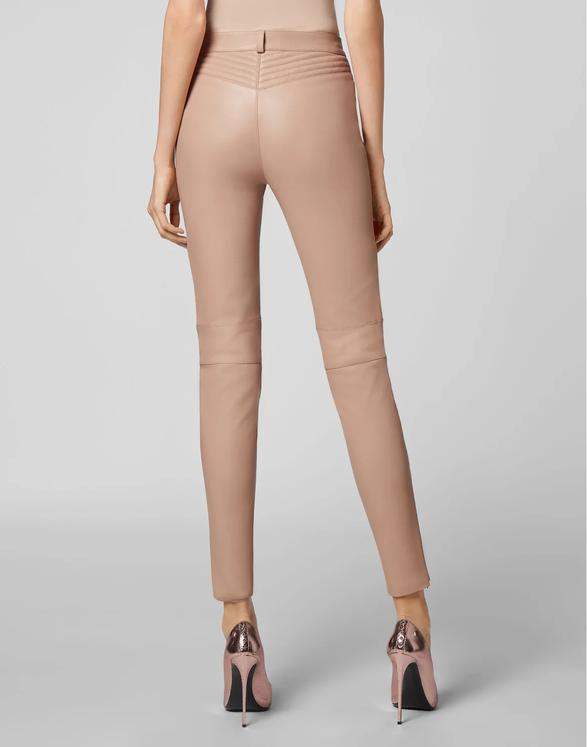 Lambskin Stretch  Super High Waist Biker  Iconic Plein, цвет: Бежевый