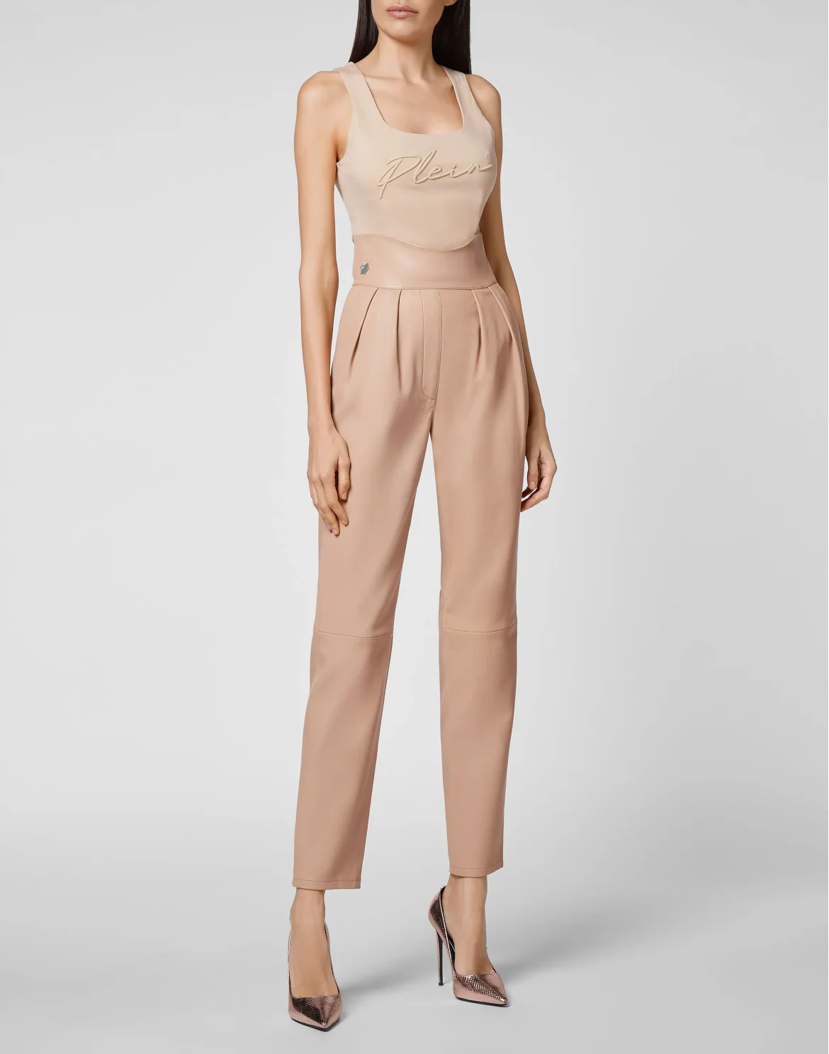Lambskin Trousers Iconic Plein, цвет: Бежевый