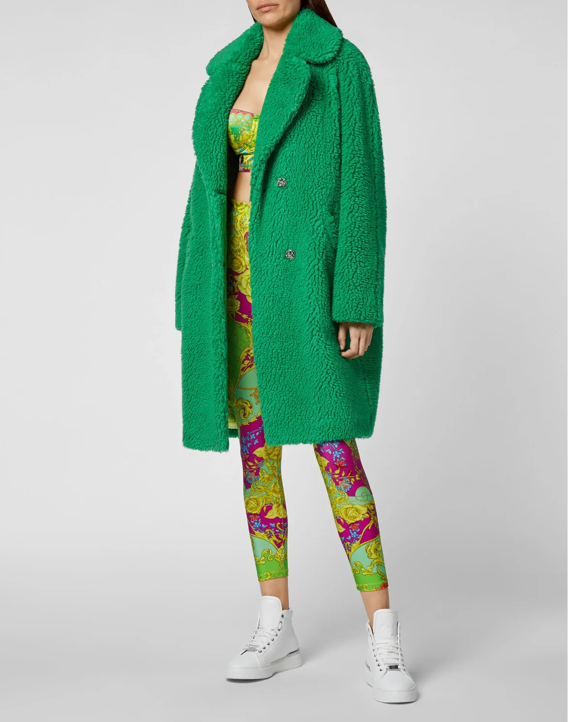 Coat Long Iconic Plein, цвет: Зеленый