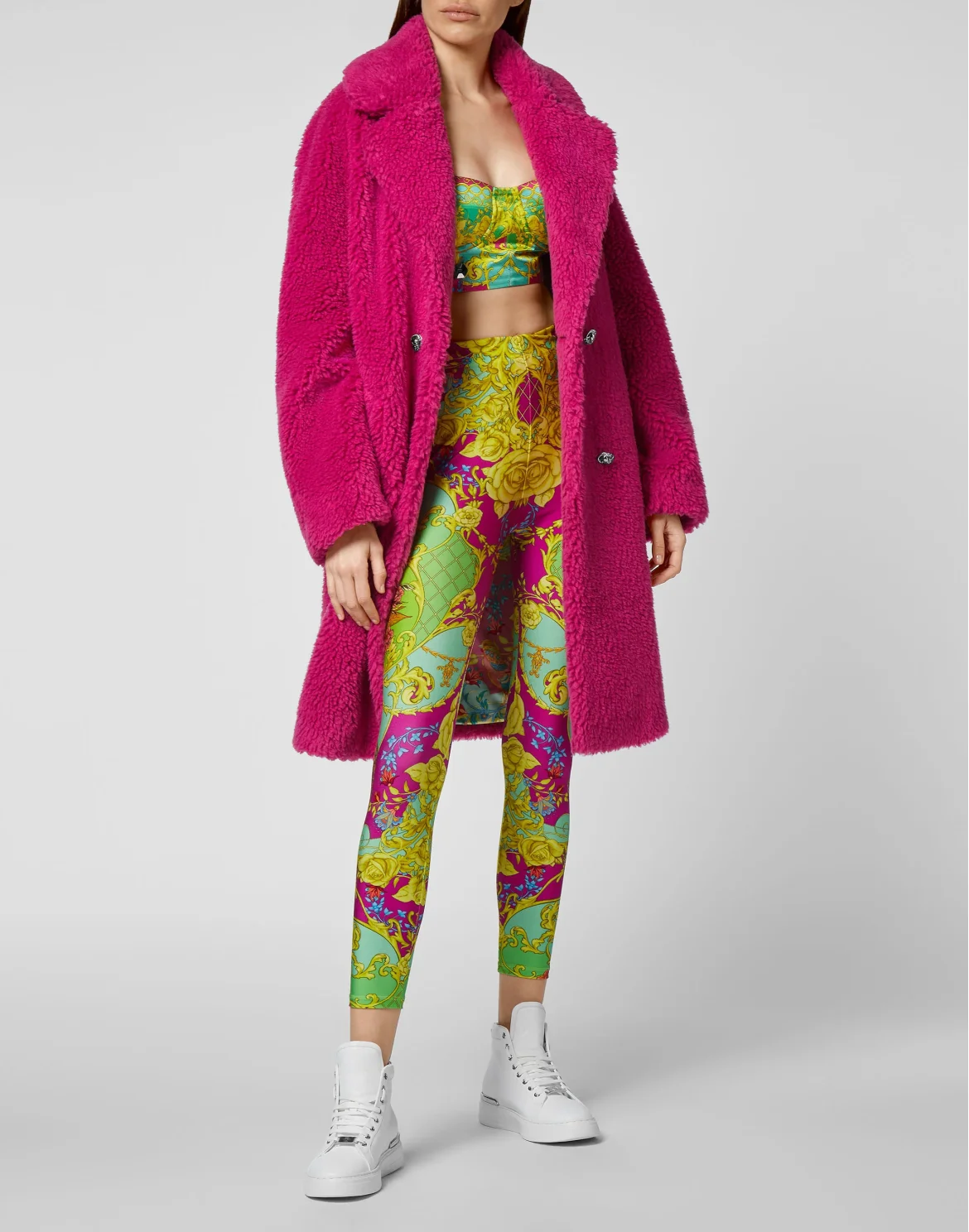 Coat Long Iconic Plein, цвет: Розовый
