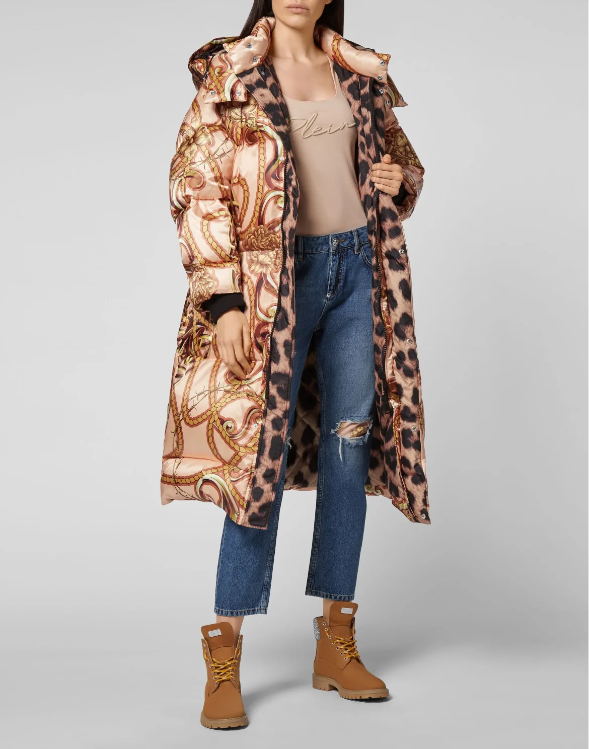 Nylon Bomber Long print New Baroque, цвет: Бежевый
