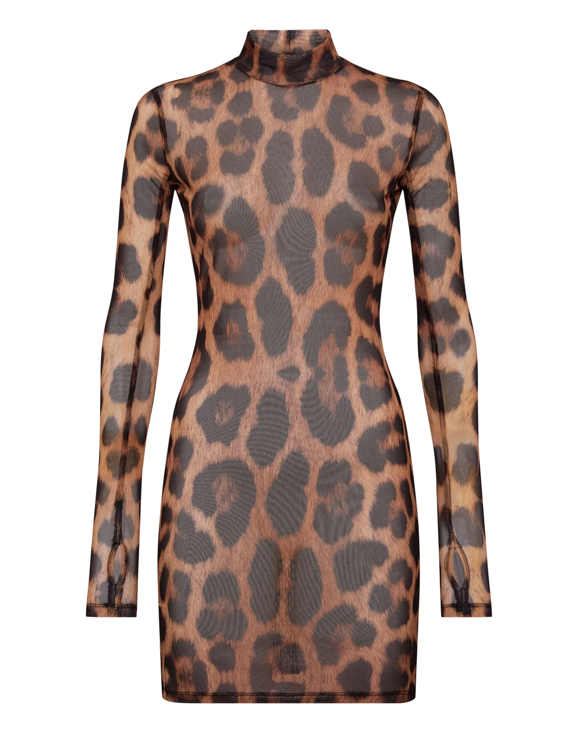Short Dress Stretch Printed Tulle Leopard, цвет: Леопард