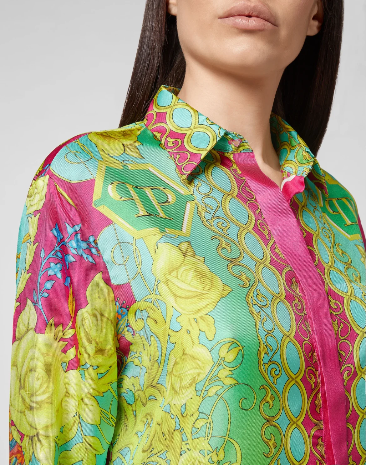 Silk Shirt Ls New Baroque, цвет: Мультиколор