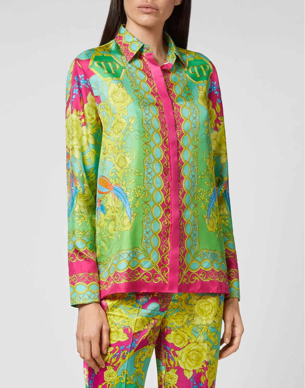 Silk Shirt Ls New Baroque, цвет: Мультиколор