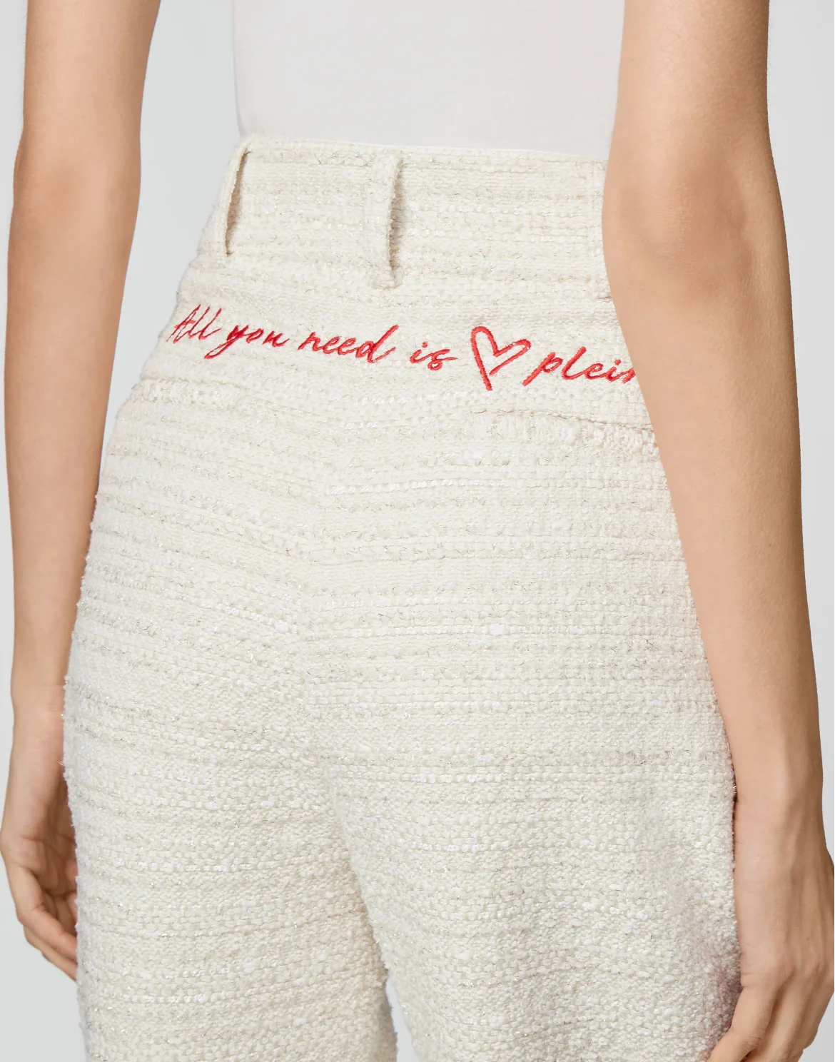 Bouclé Long Trousers Embroidery, цвет: Бежевый