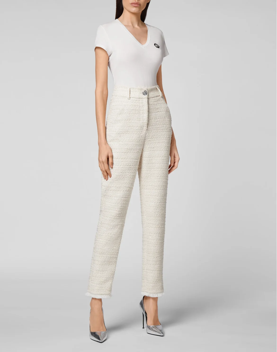 Bouclé Long Trousers Embroidery, цвет: Бежевый