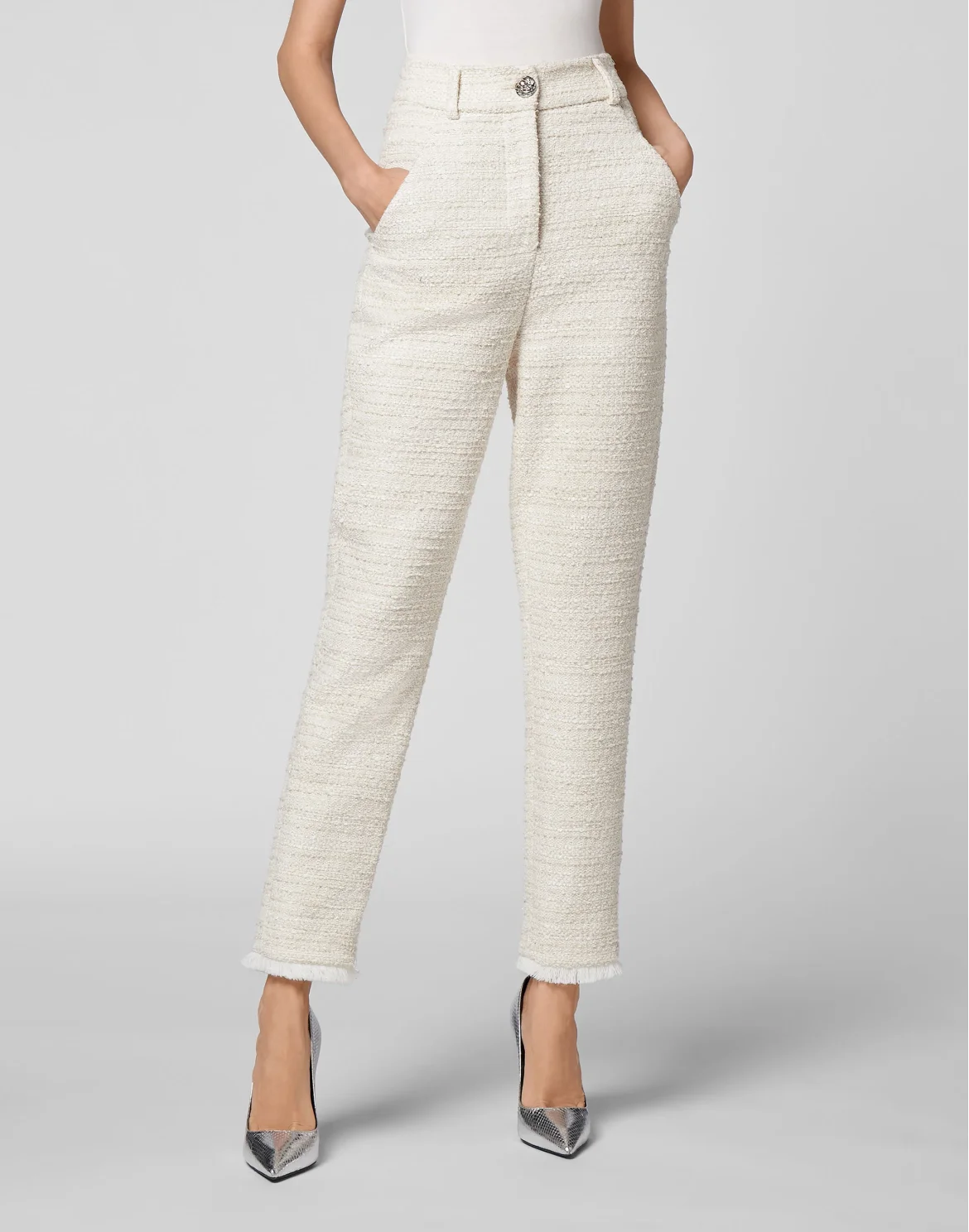 Bouclé Long Trousers Embroidery, цвет: Бежевый