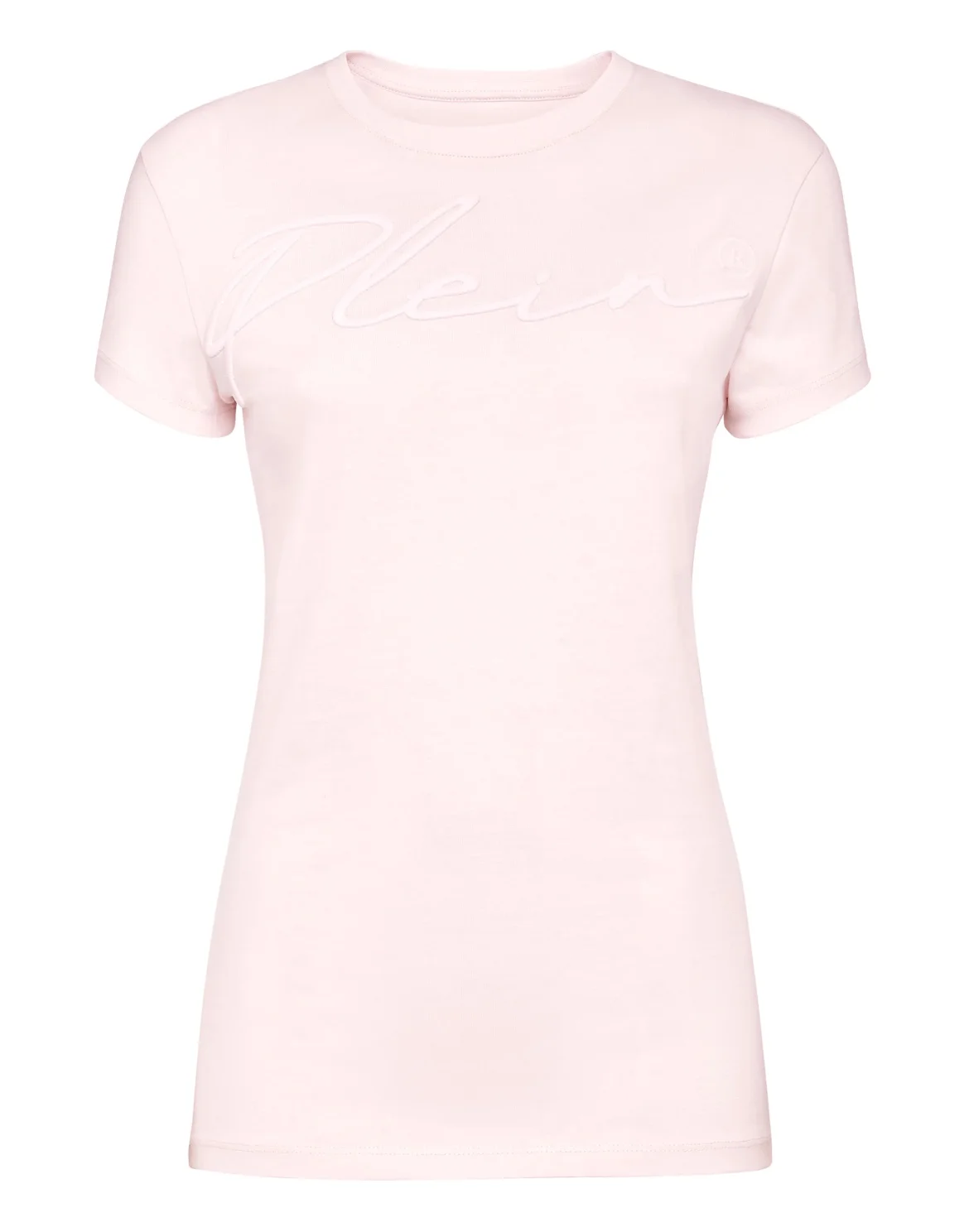 Satin T-shirt Round Neck SS Embroidery Signature, цвет: Розовый