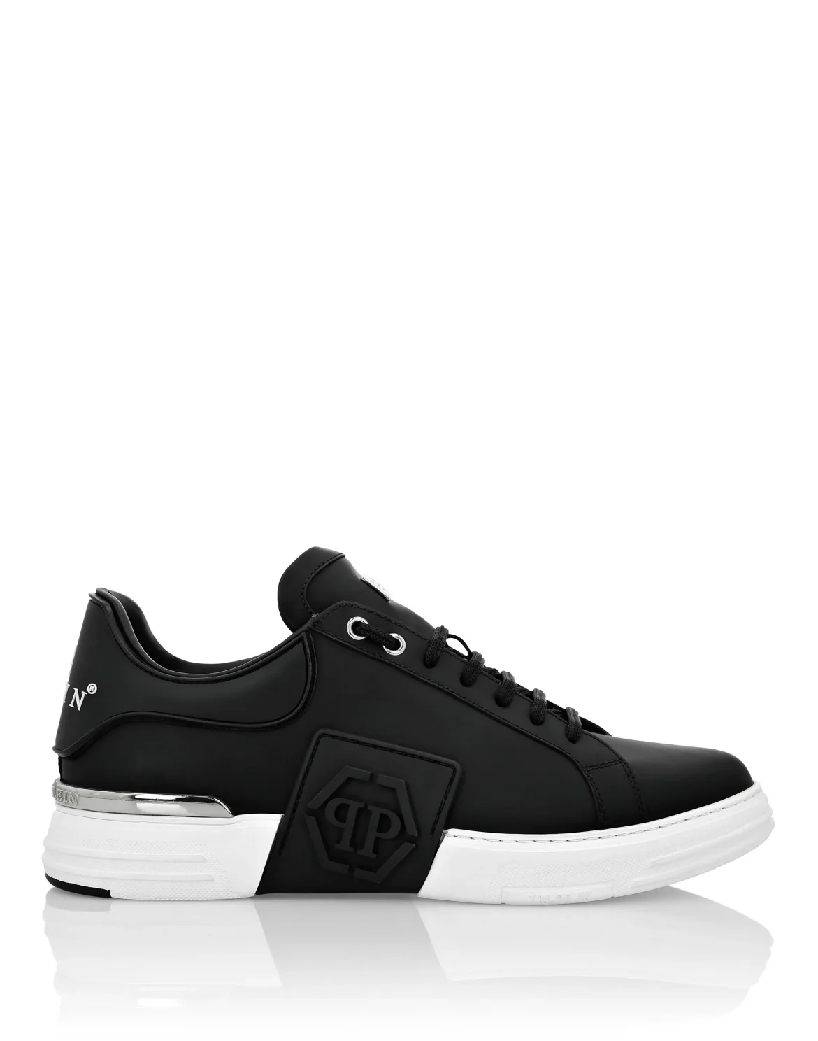 Rubber Leather PHANTOM KICK$ Lo-Top Sneakers Iconic Plein, цвет: Черный