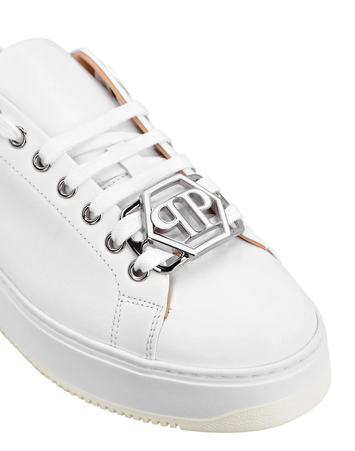 Leather Lo-Top Sneakers Hexagon, цвет: Белый