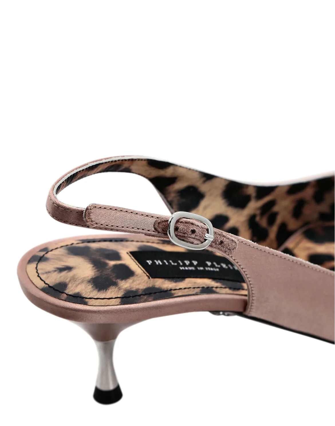 Satin Decollete Slingback Low Heels Crystal Hexagon, цвет: Бежевый