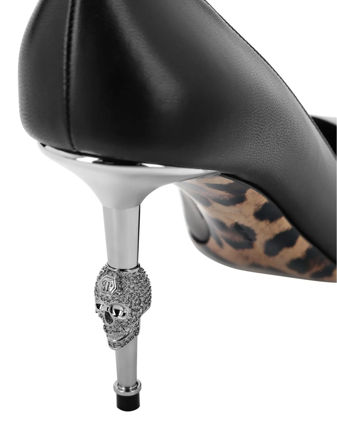 Leather Decollete Mid Heels Skull, цвет: Черный