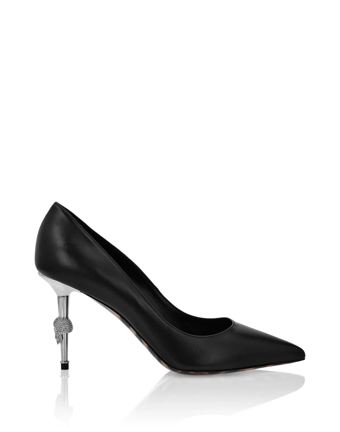 Leather Decollete Mid Heels Skull, цвет: Черный