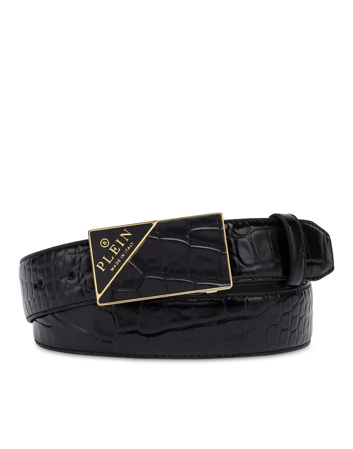 ST Crocco Leather Belt Hexagon, цвет: Черный