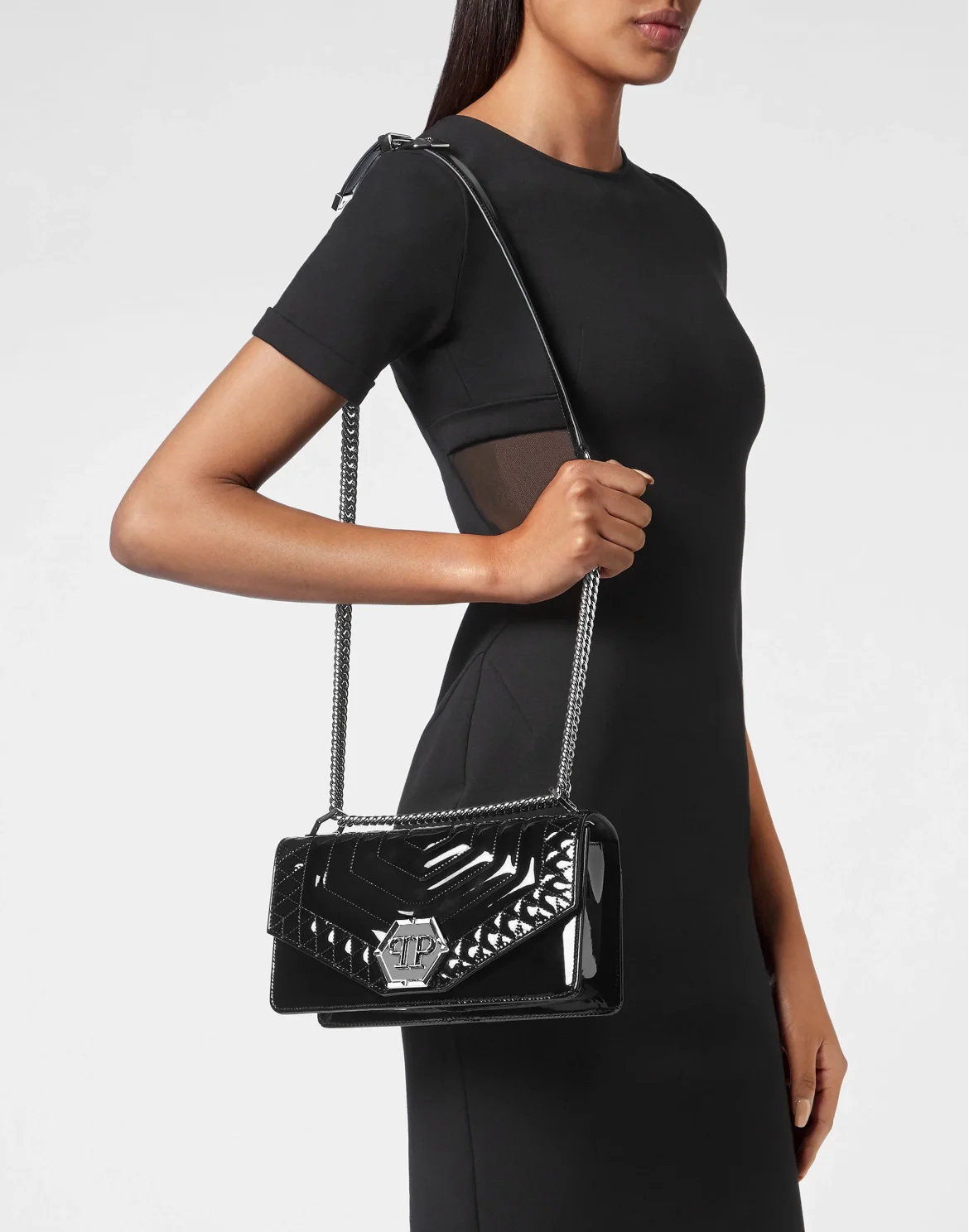 Medium Shoulder Bag Hexagon, цвет: Черный
