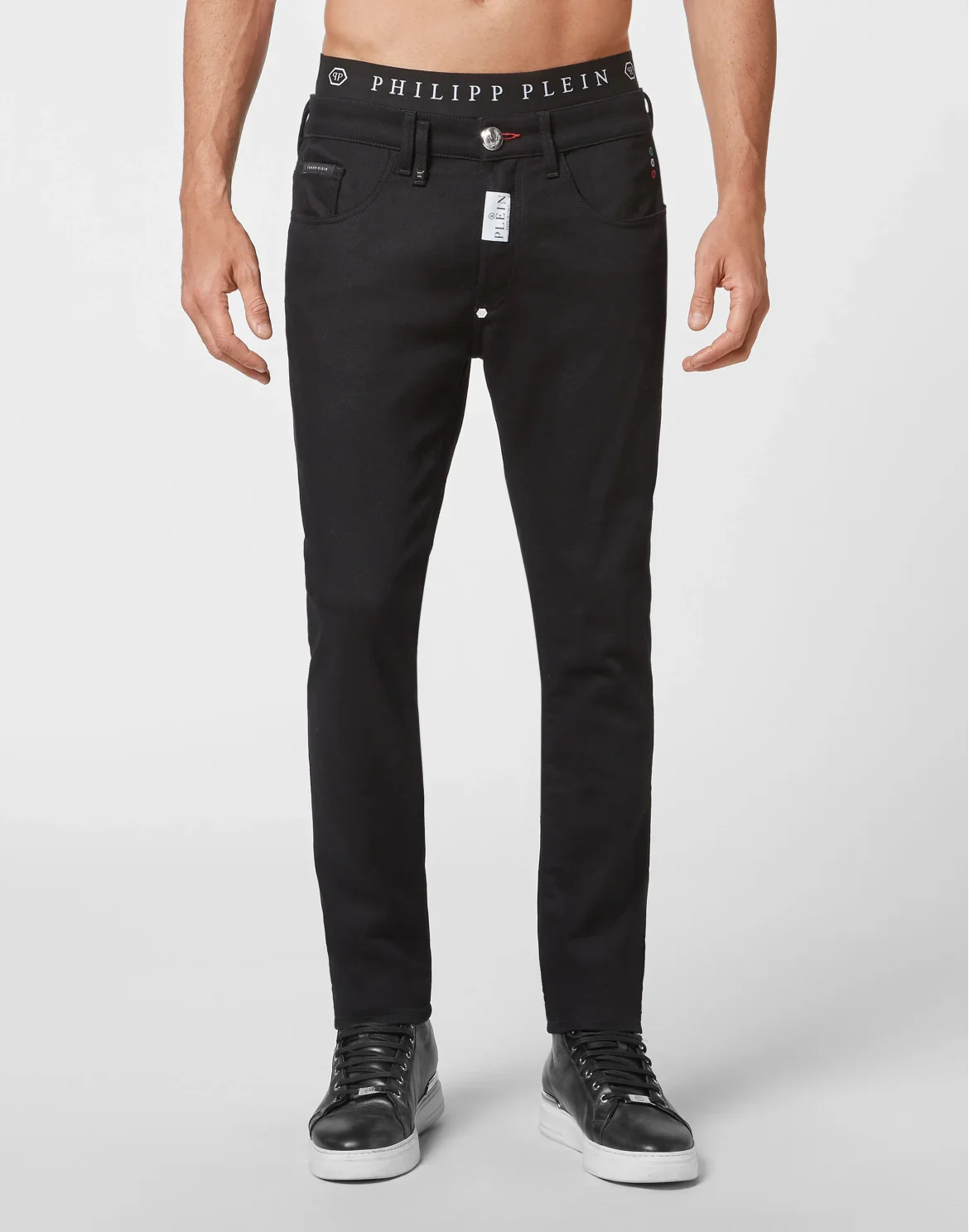 Denim Trousers Skinny Fit Hexagon, цвет: Черный