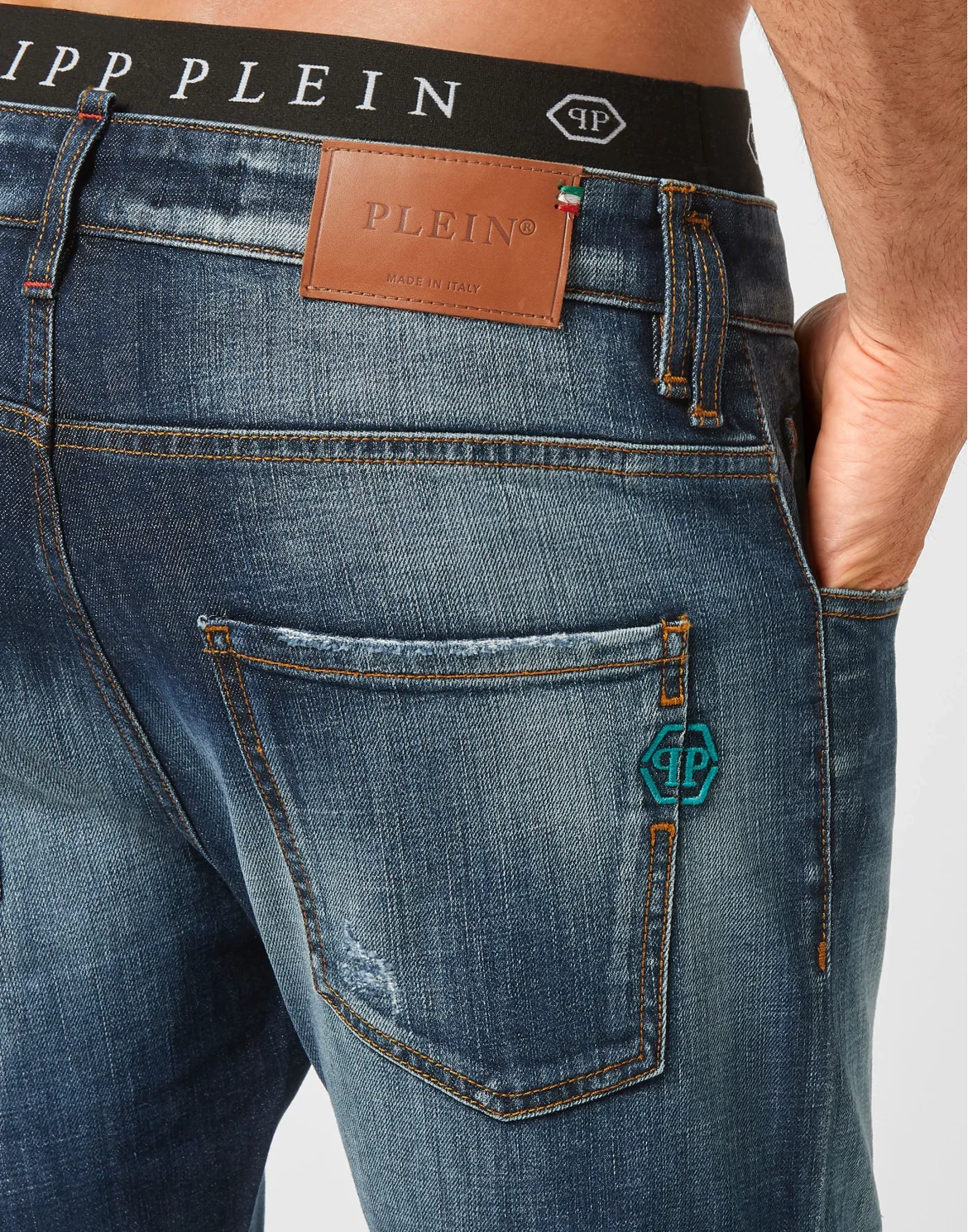 Denim Trousers Skinny Fit Hexagon, цвет: Синий