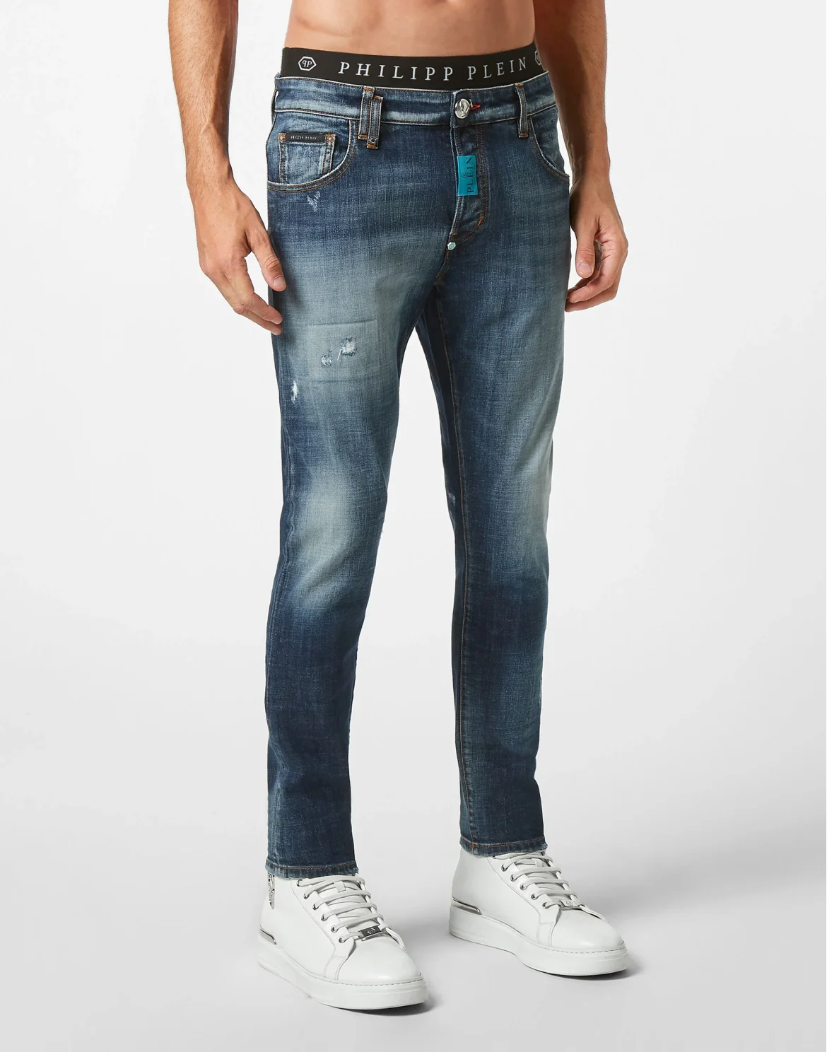 Denim Trousers Skinny Fit Hexagon, цвет: Синий