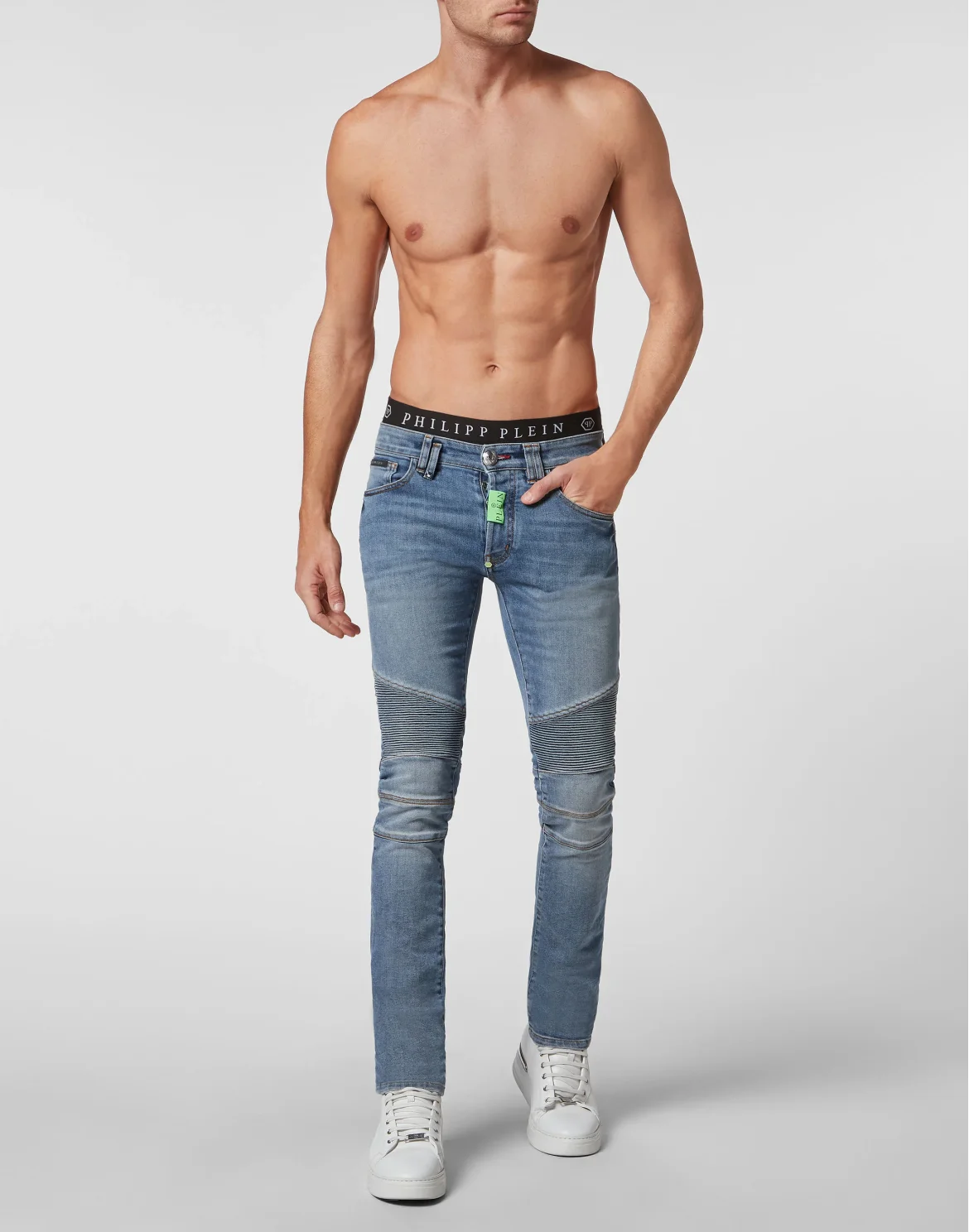 Denim Trousers Biker Fit Hexagon, цвет: Синий