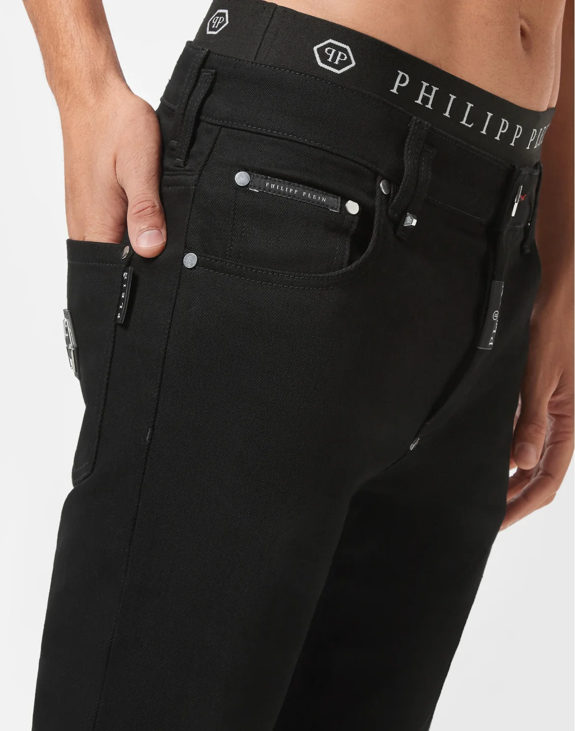 Denim Trousers Skinny Fit Hexagon, цвет: Черный