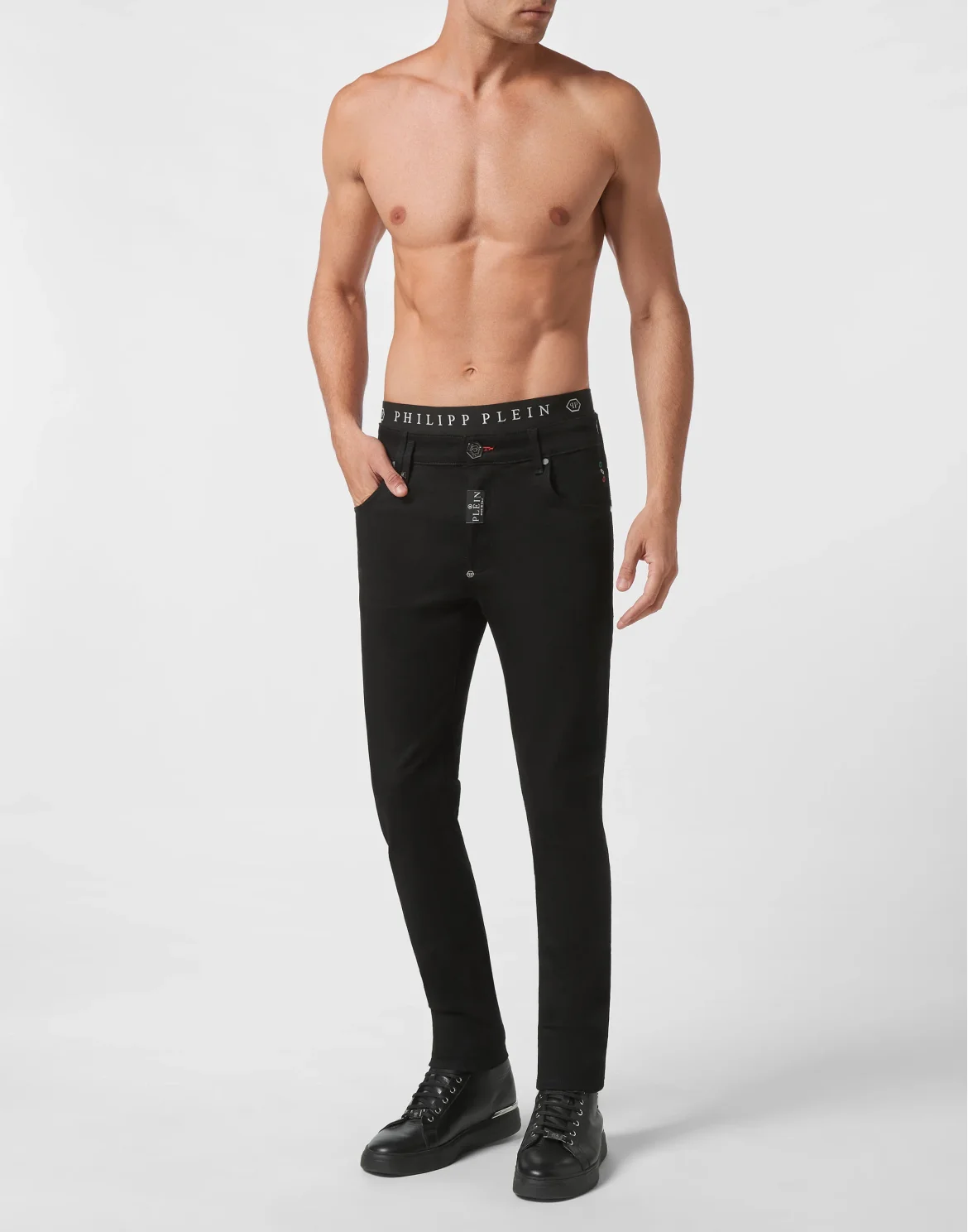 Denim Trousers Skinny Fit Hexagon, цвет: Черный