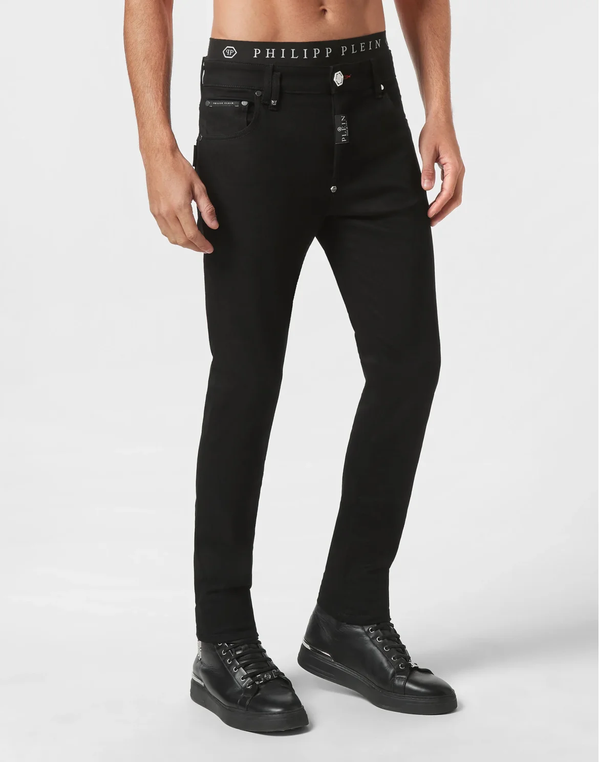 Denim Trousers Skinny Fit Hexagon, цвет: Черный