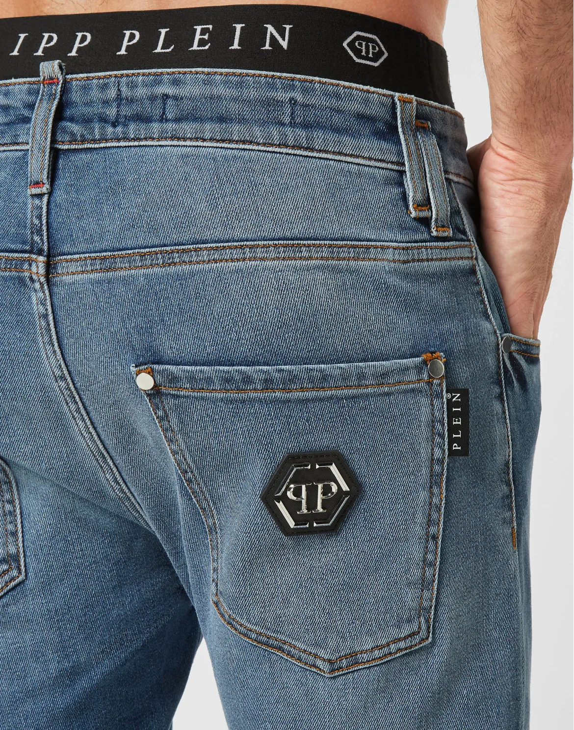 Denim Trousers Skinny Fit Hexagon, цвет: Синий