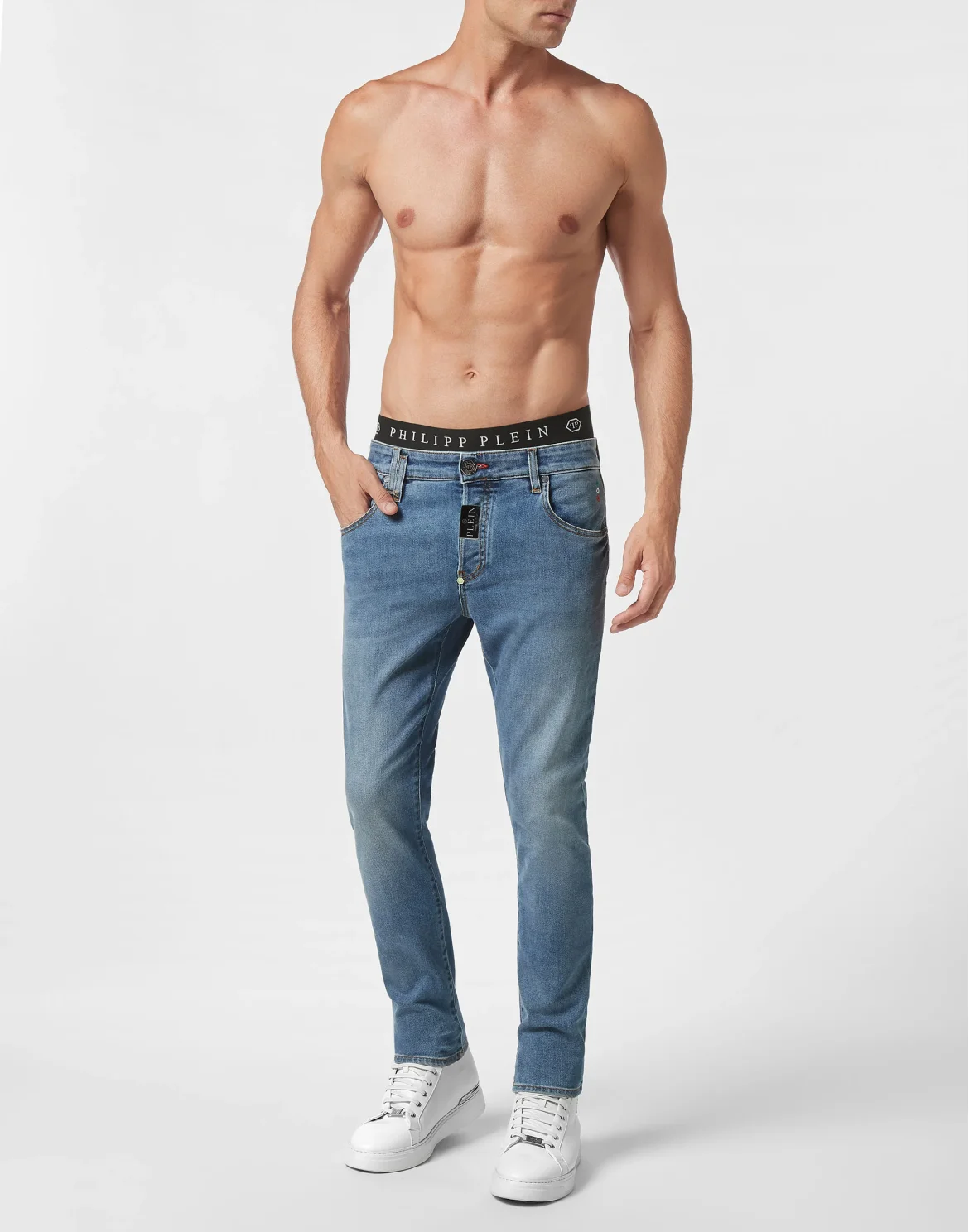 Denim Trousers Skinny Fit Hexagon, цвет: Синий