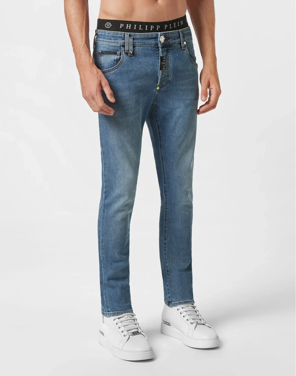 Denim Trousers Skinny Fit Hexagon, цвет: Синий